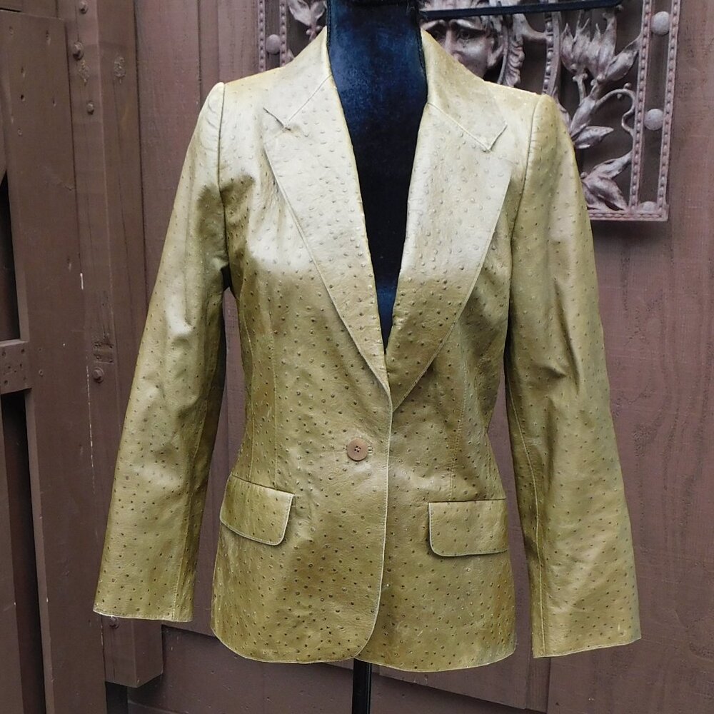 Vintage Carlisle Sz 10 Moss Green !00% Leather Jacket w/ Polish  See Photos